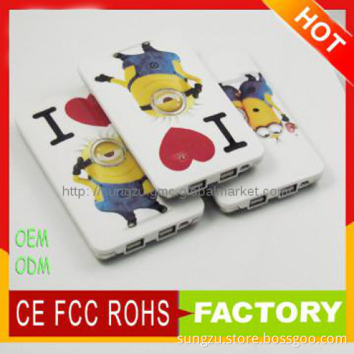 10000mah despicable me cover power bank supplier for custom made